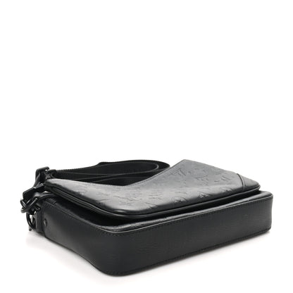 Louis Vuitton Calfskin Monogram Shadow Trio Messenger Black 4 of 10