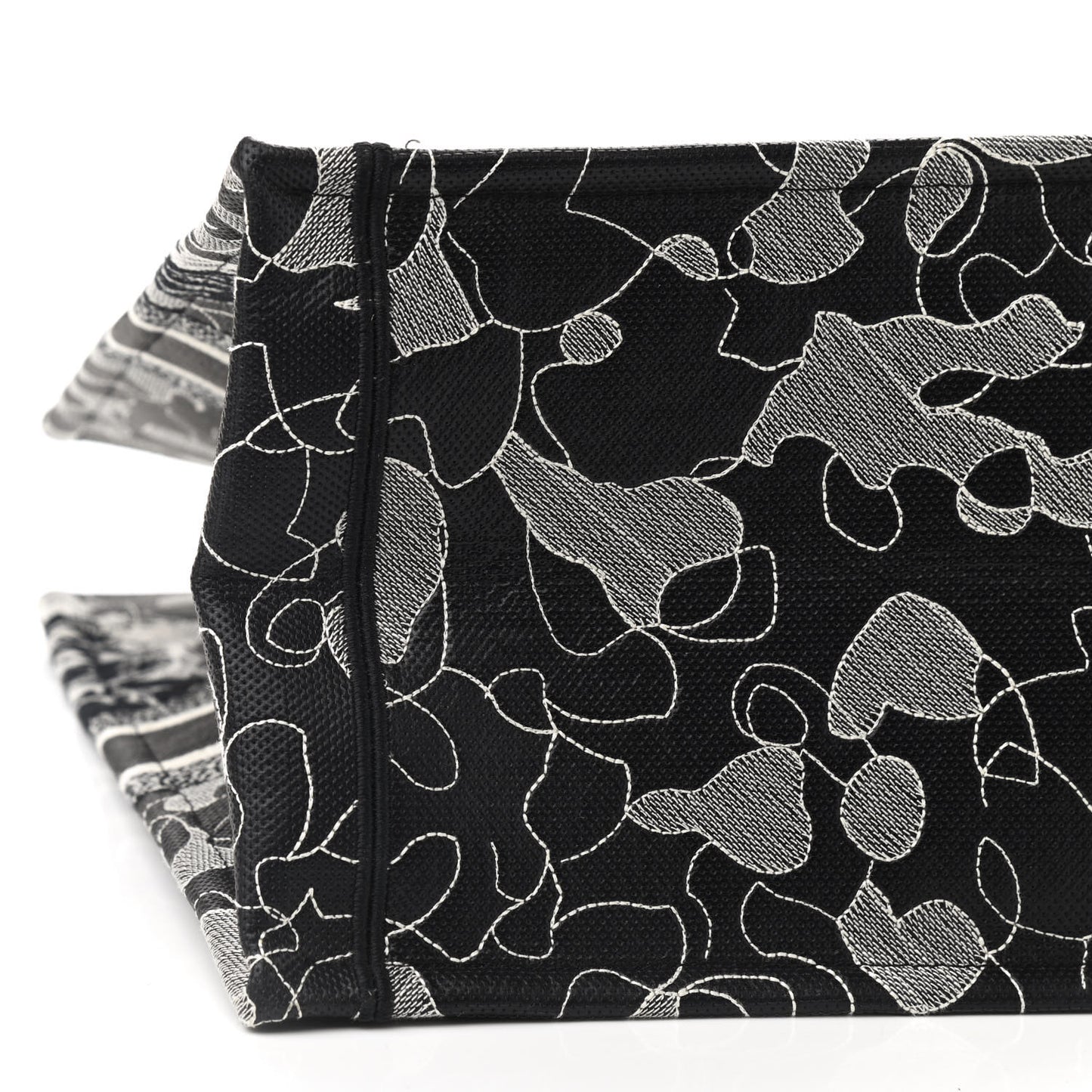Canvas Embroidered Large Around The World Book Tote Black White
