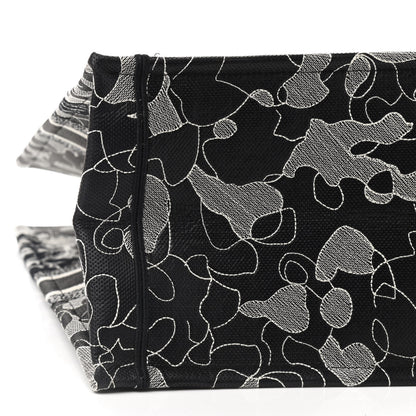 Christian Dior Canvas Embroidered Large Around The World Book Tote Black White 8 of 9