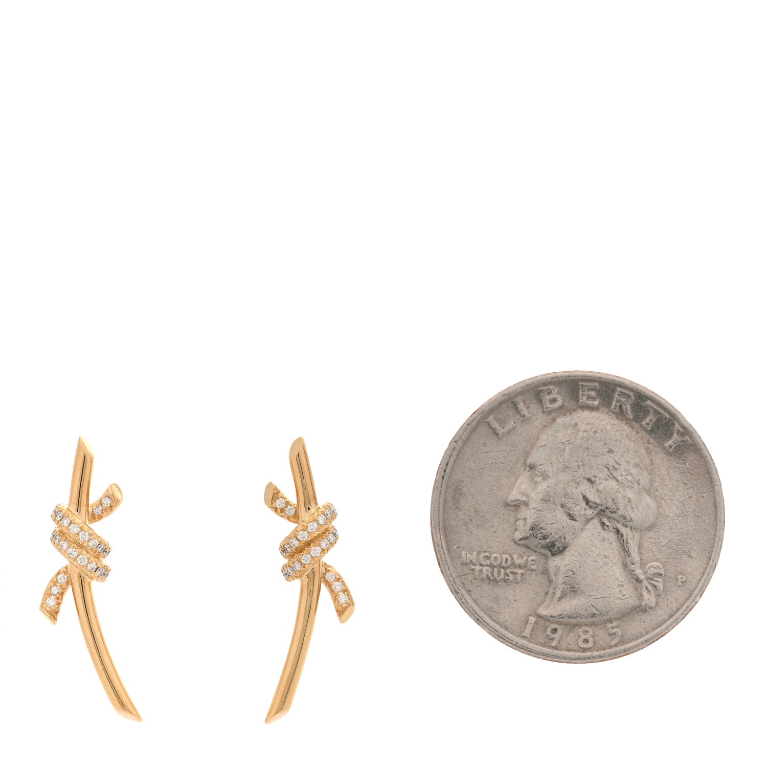 Tiffany 18K Yellow Gold Diamond Tiffany Knot Earrings 2 of 5