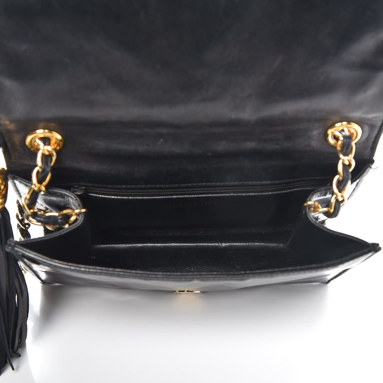 Chanel Patent Tassel Quilted Shoulder Bag Black 5 of 12