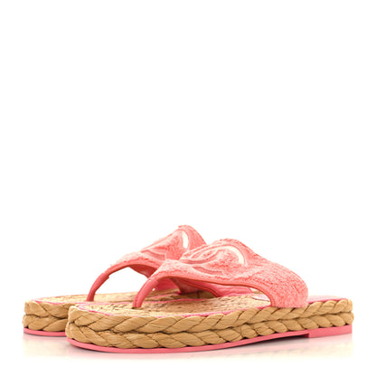 Chanel Terry Cloth Raffia CC Logo Thong Sandals 39 Pink 4 of 11
