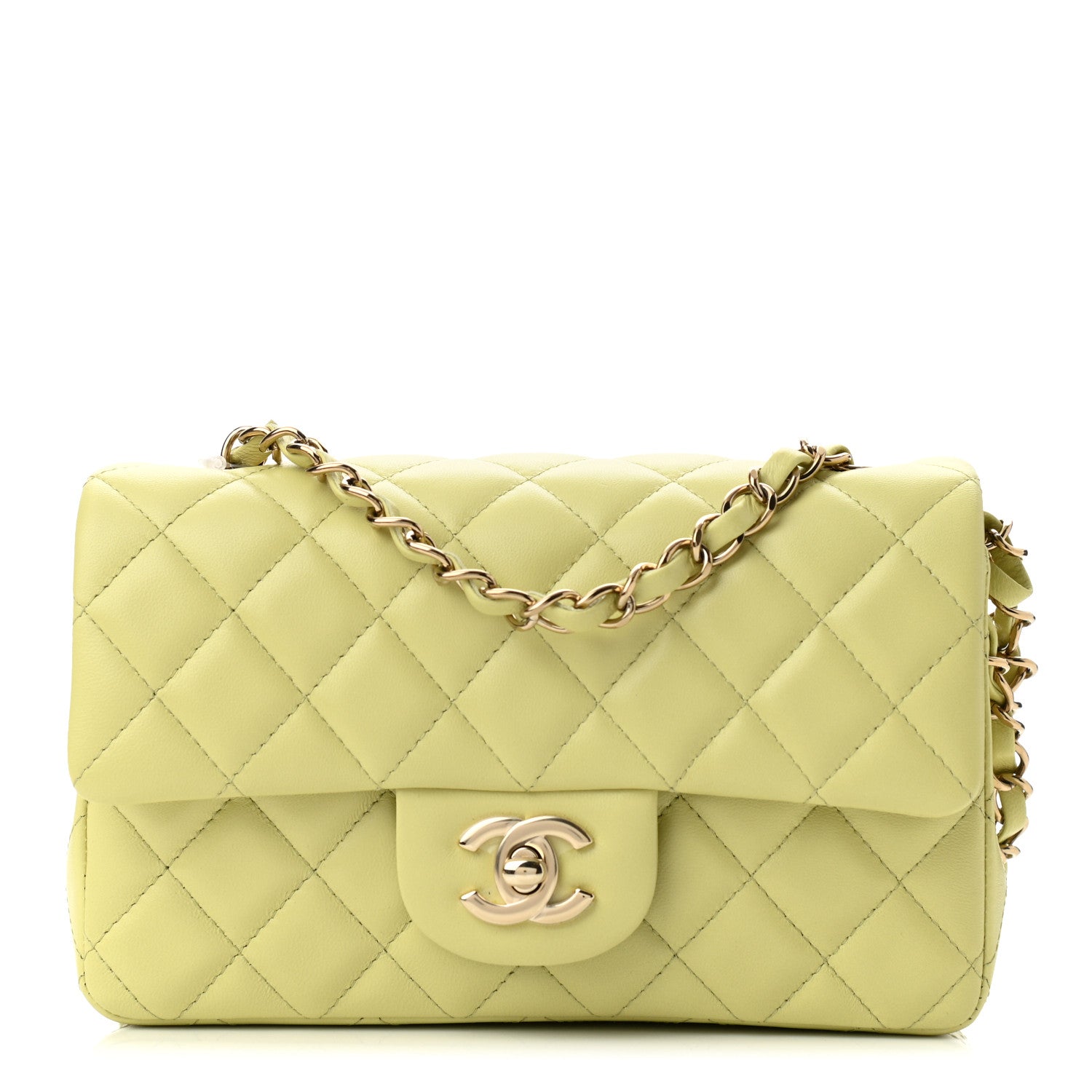 Chanel Lambskin Quilted Mini Rectangular Flap Light Green 1 of 10