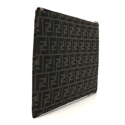 Fendi Fabric Jacquard FF Large Flat Pouch Tobacco Moro Sand 3 of 9