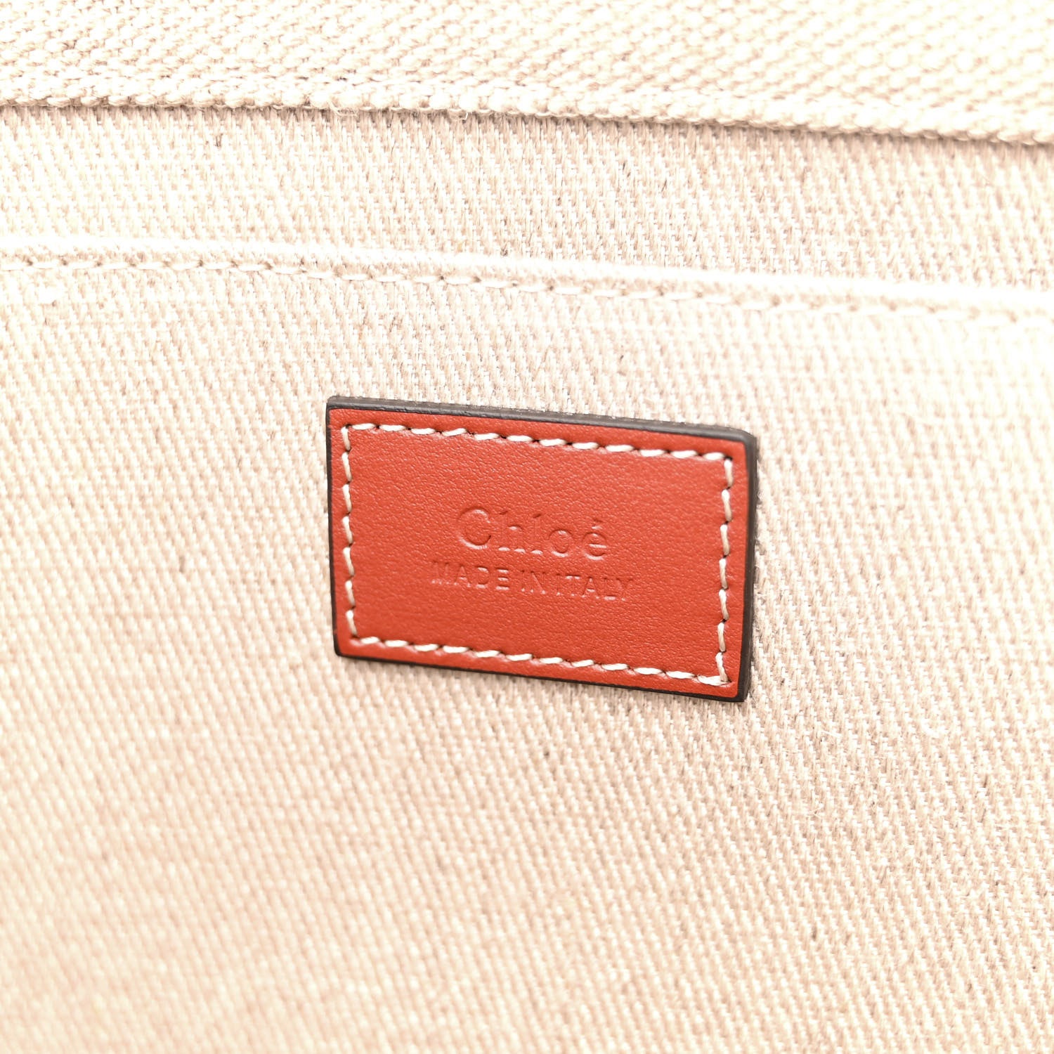 Chloe Linen Calfskin Large Woody Ribbon Tote White Brown 6 of 10