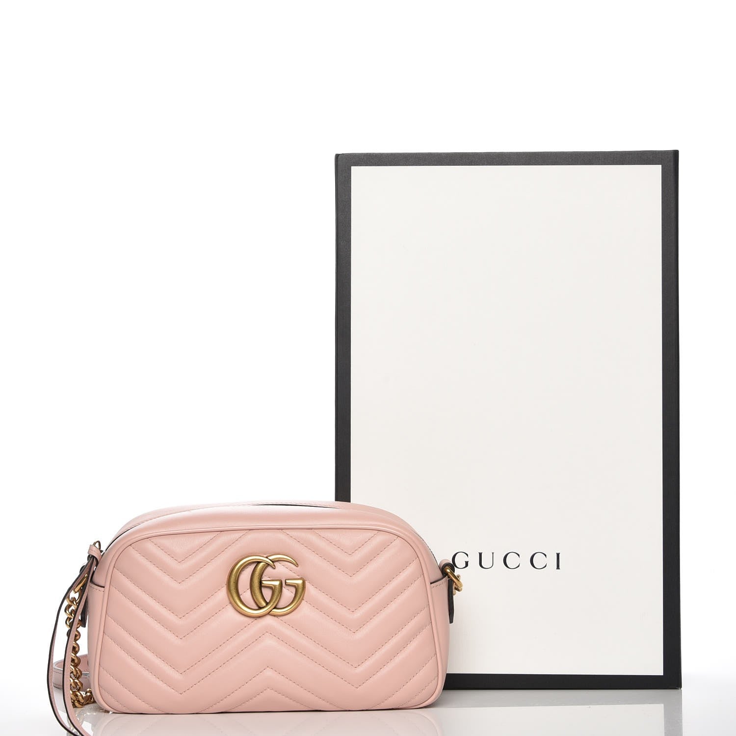 Gucci Calfskin Matelasse Small GG Marmont Chain Shoulder Bag Perfect Pink 8 of 8