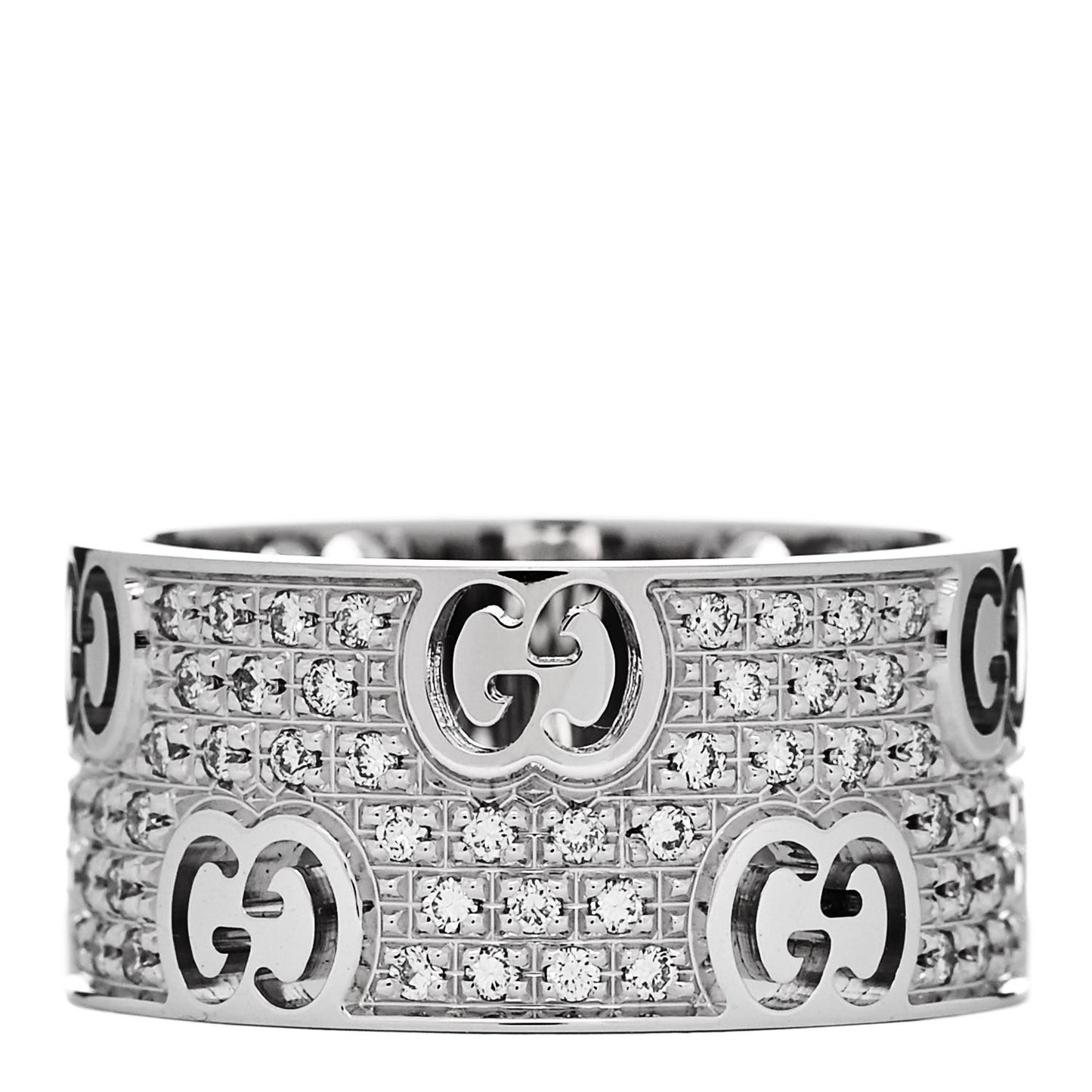 18K White Gold Diamond Wide Icon Stardust Band Ring 50 5.5