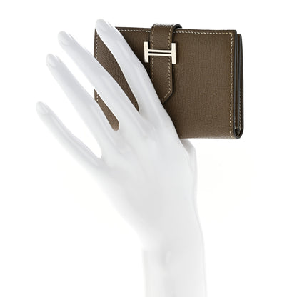 Hermes Chevre Mysore Bearn Card Holder Wallet Etoupe 2 of 11