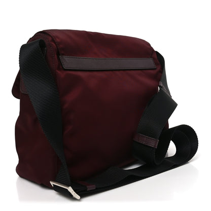 Prada Nylon Vela Saffiano Single Buckle Messenger Shoulder Bag Bordeaux 3 of 9