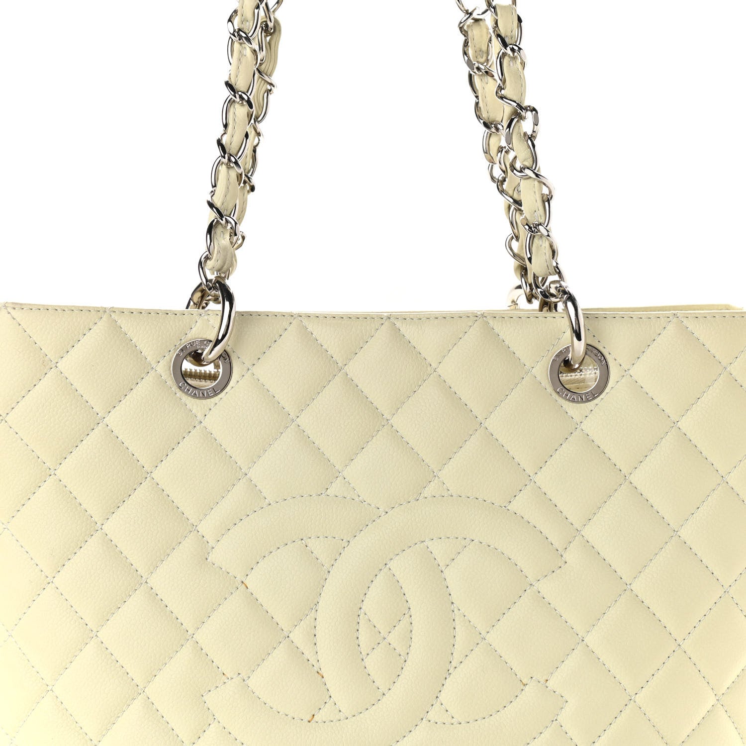 Chanel Caviar Quilted Grand Shopping Tote GST White 7 of 14