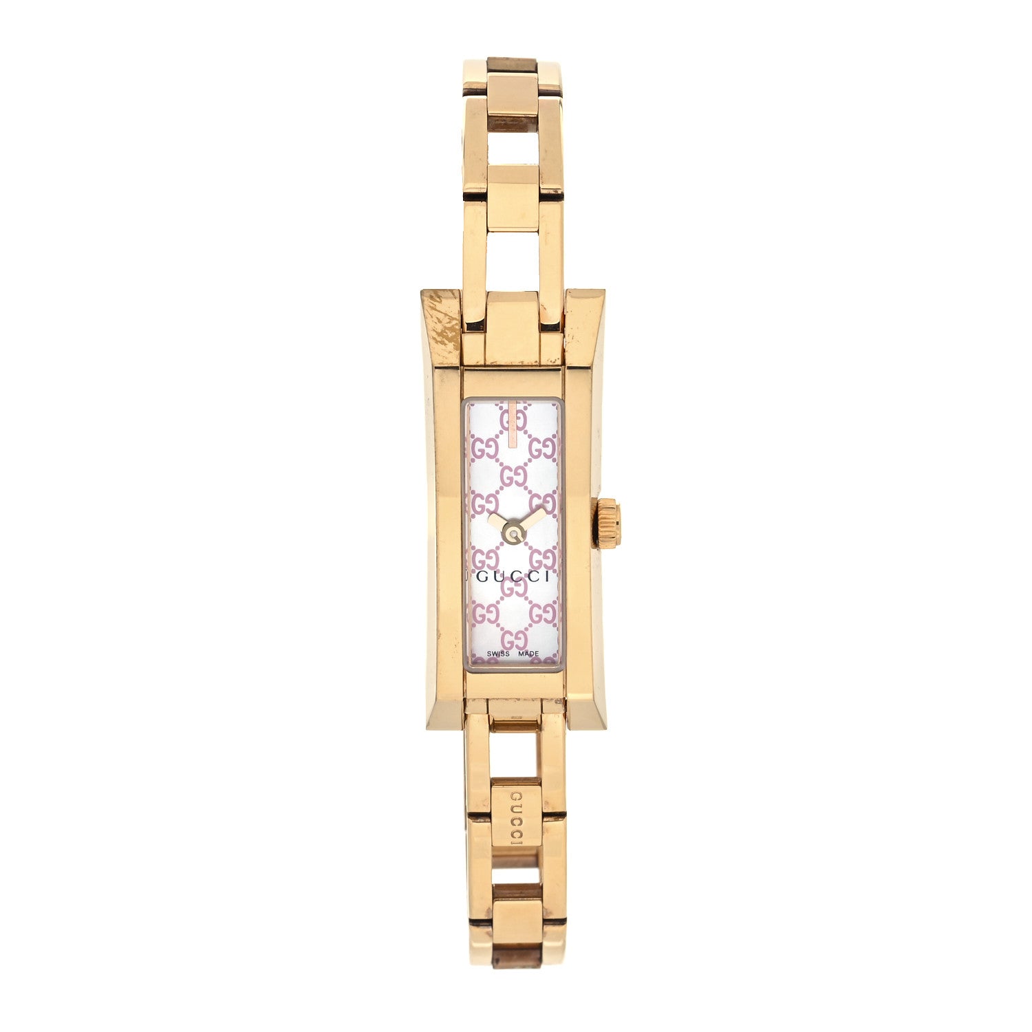 Gucci Stainless Steel Pink Mother of Pearl 14mm 110 G-Link Quartz Watch 1 of 5