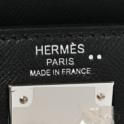 Hermes Madame Calfskin Shiny Niloticus Crocodile Kelly Sellier Touch 28 Black 6 of 13