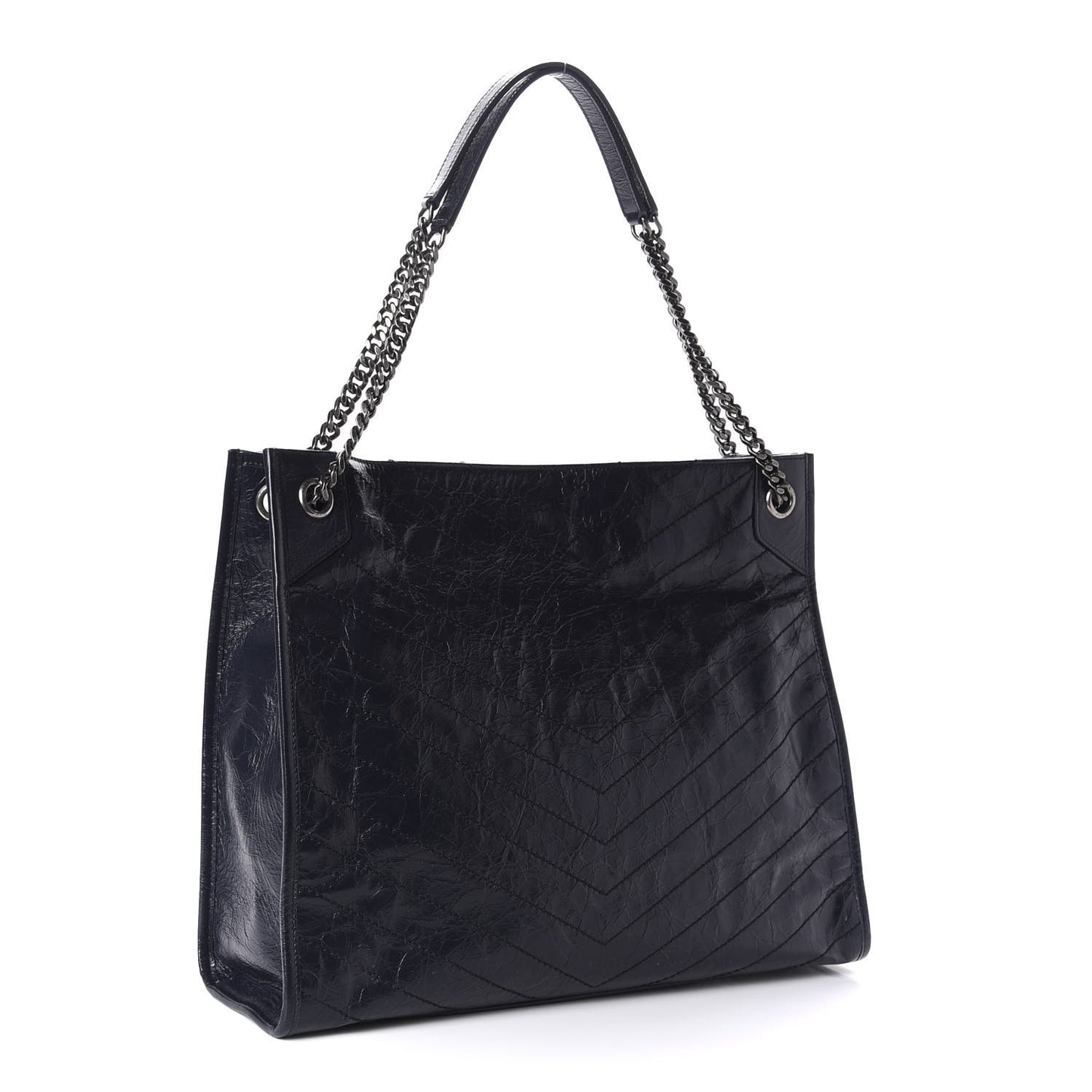 Crinkled Calfskin Matelasse Monogram Niki Shoulder Bag Deep Marine