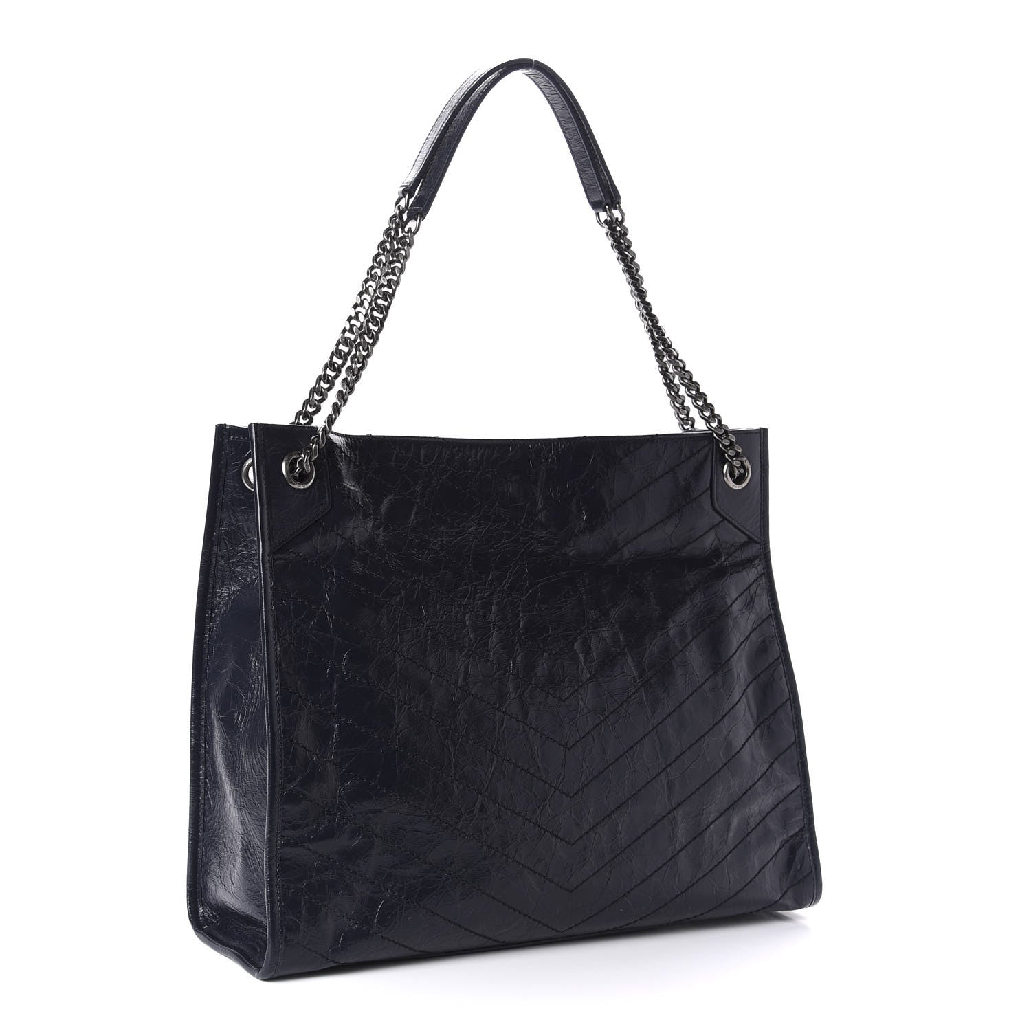Saint Laurent Crinkled Calfskin Matelasse Monogram Niki Shoulder Bag Deep Marine 2 of 9