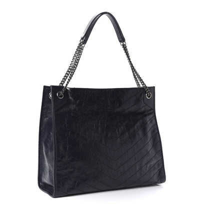 Saint Laurent Crinkled Calfskin Matelasse Monogram Niki Shoulder Bag Deep Marine 2 of 9