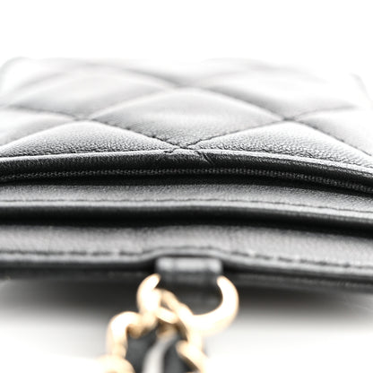 Chanel Lambskin Quilted Glitter Card Holder On Chain Black 11 of 11