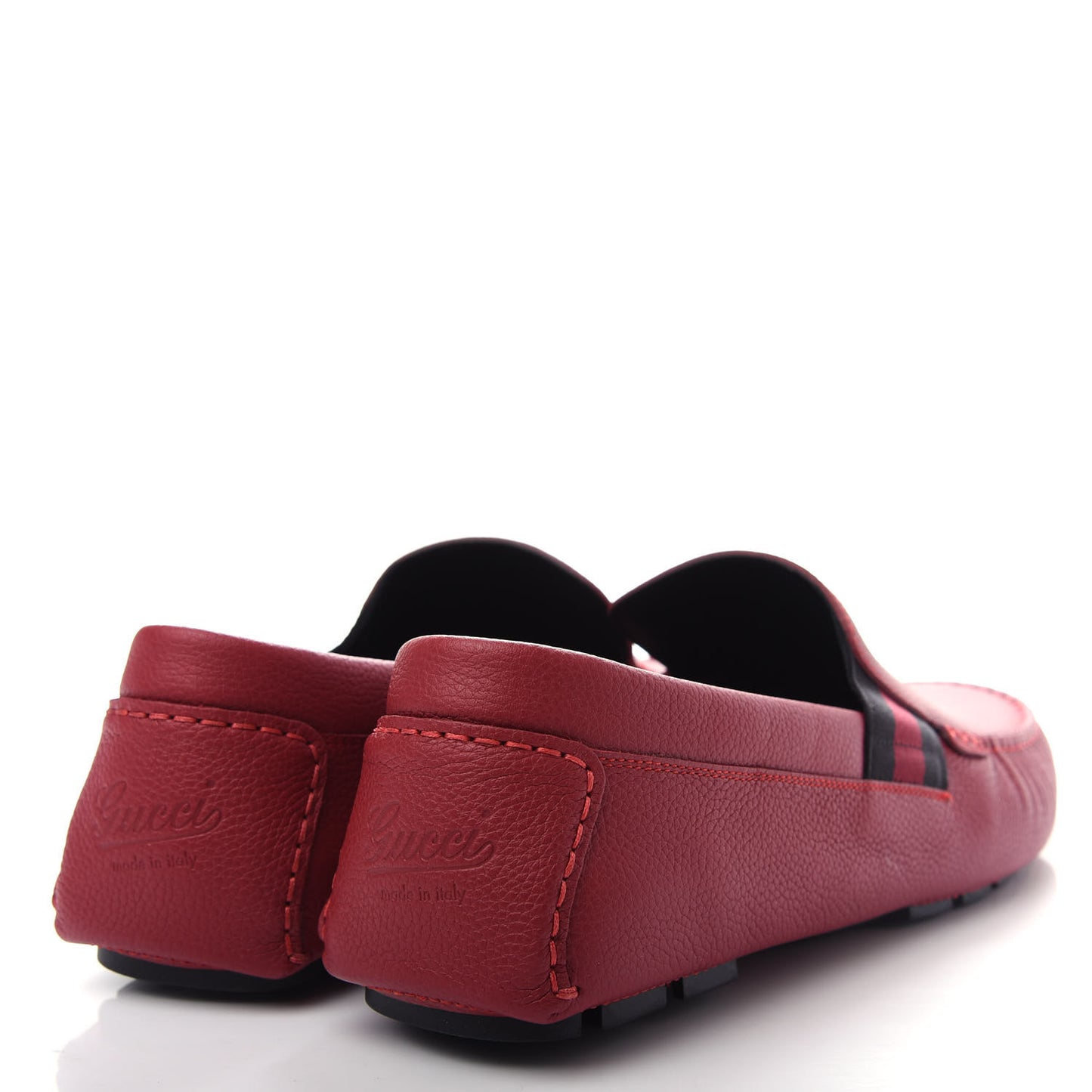 Calfskin Web Mens Driver Loafers 11 Red