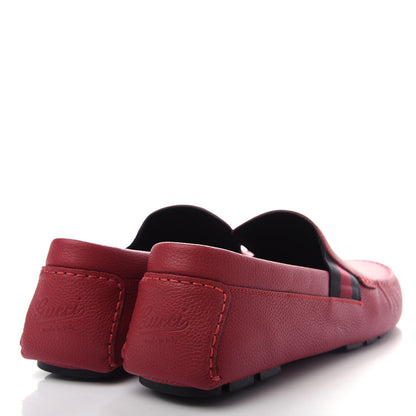 Gucci Calfskin Web Mens Driver Loafers 11 Red 4 of 11