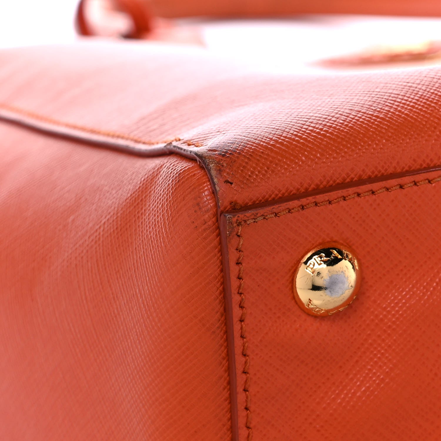 Prada Saffiano Lux Double Handle Shopping Tote Papaya 10 of 18