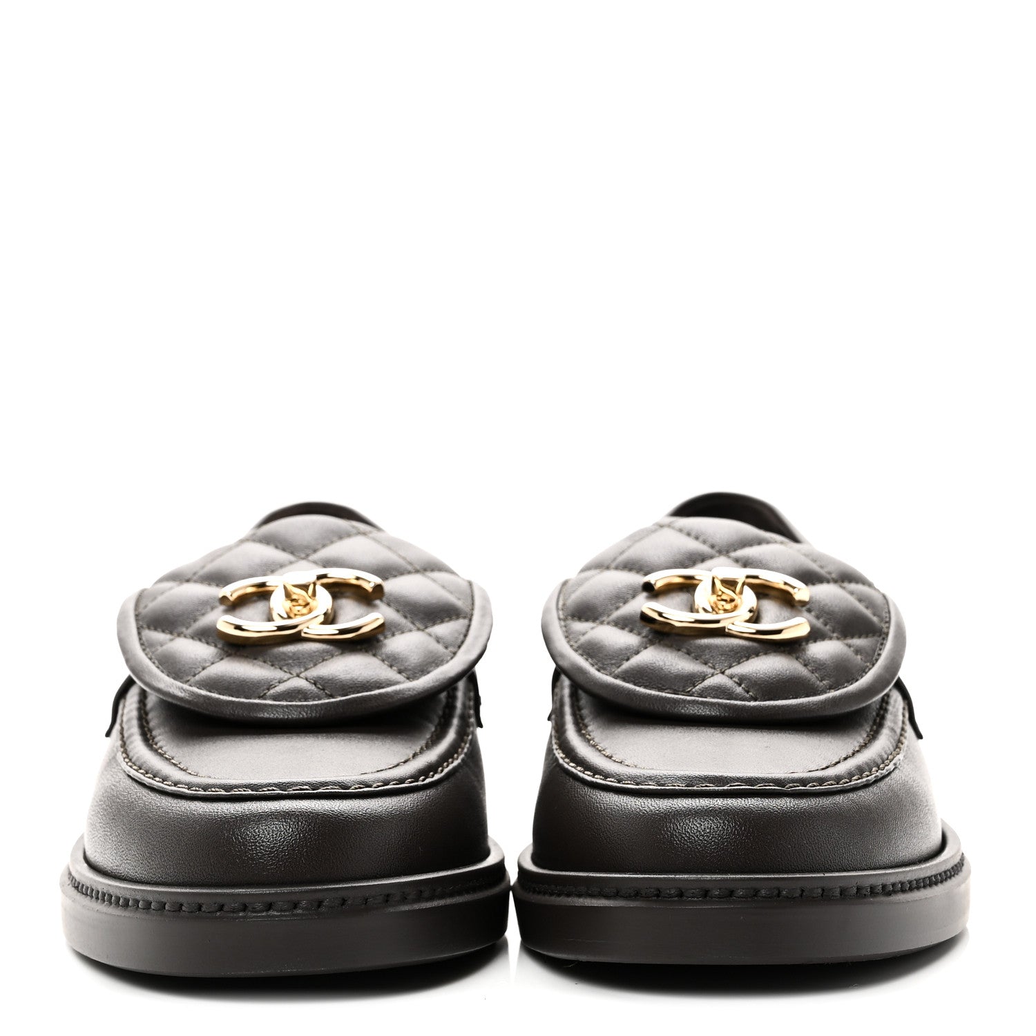 Chanel Lambskin Quilted CC Turnlock Loafers 37 Dark Brown 3 of 10