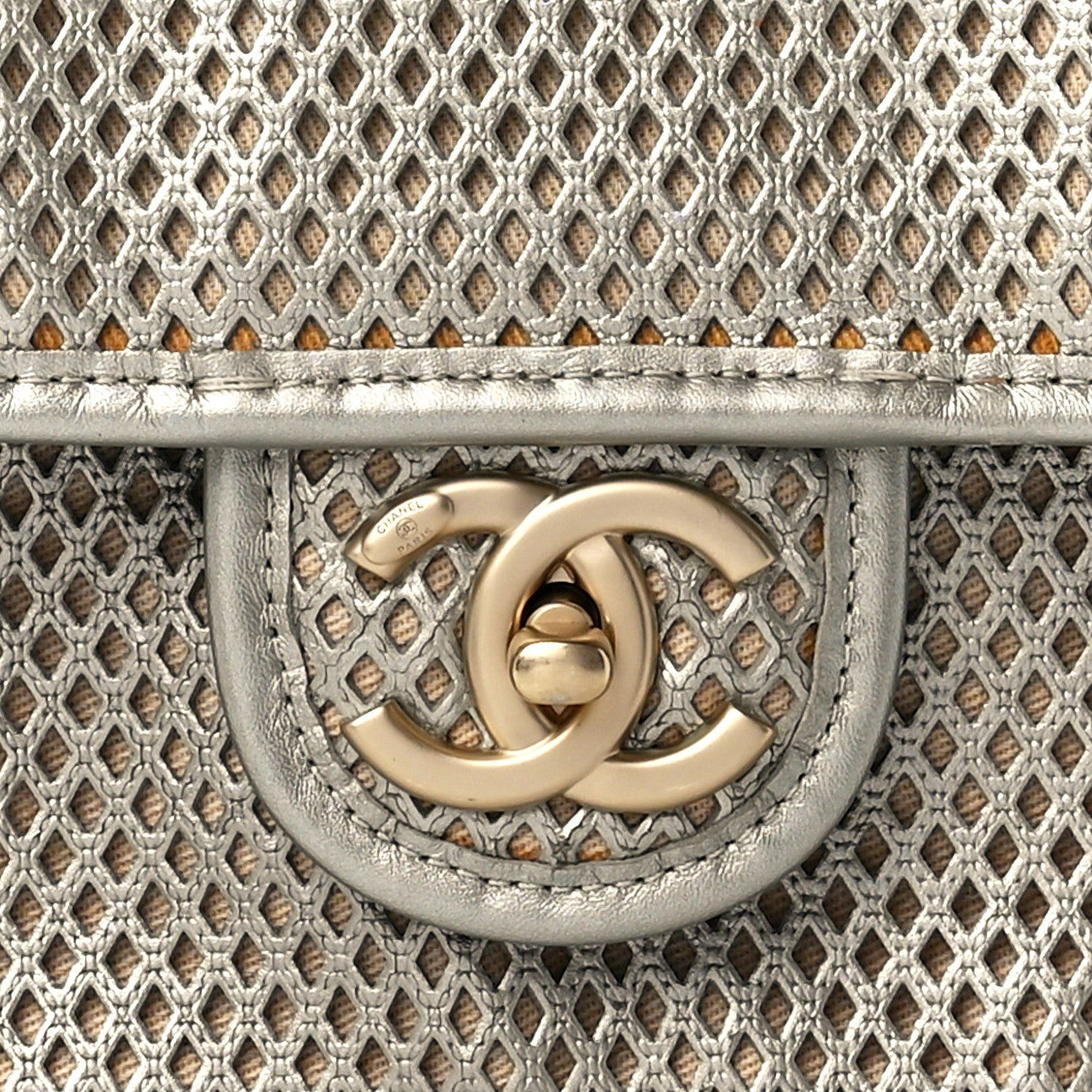 Chanel Metallic Perforated Calfskin Small Up In The Air Flap Light Gold 9 of 13