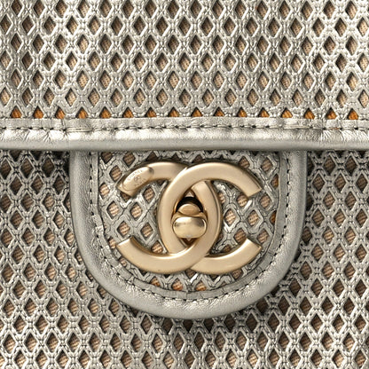 Chanel Metallic Perforated Calfskin Small Up In The Air Flap Light Gold 9 of 13