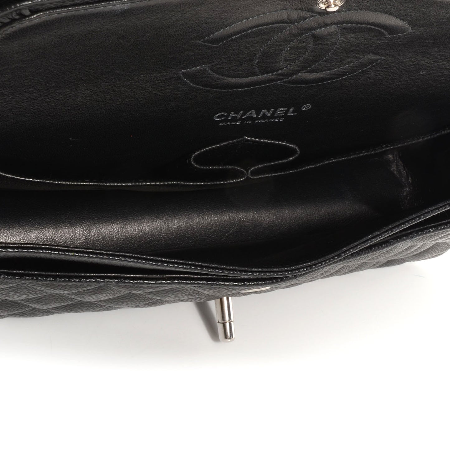 Caviar Quilted Medium Double Flap Black