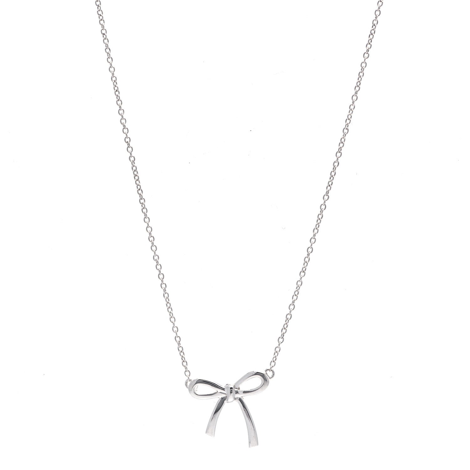 Tiffany Sterling Silver Small Bow Pendant Necklace 1 of 5
