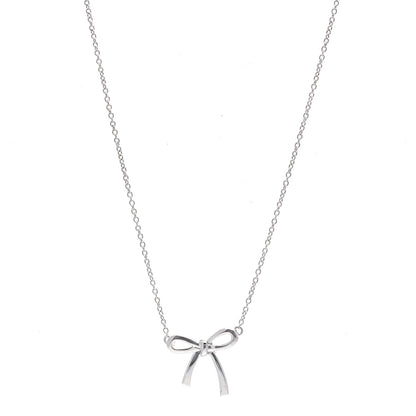 Tiffany Sterling Silver Small Bow Pendant Necklace 1 of 5