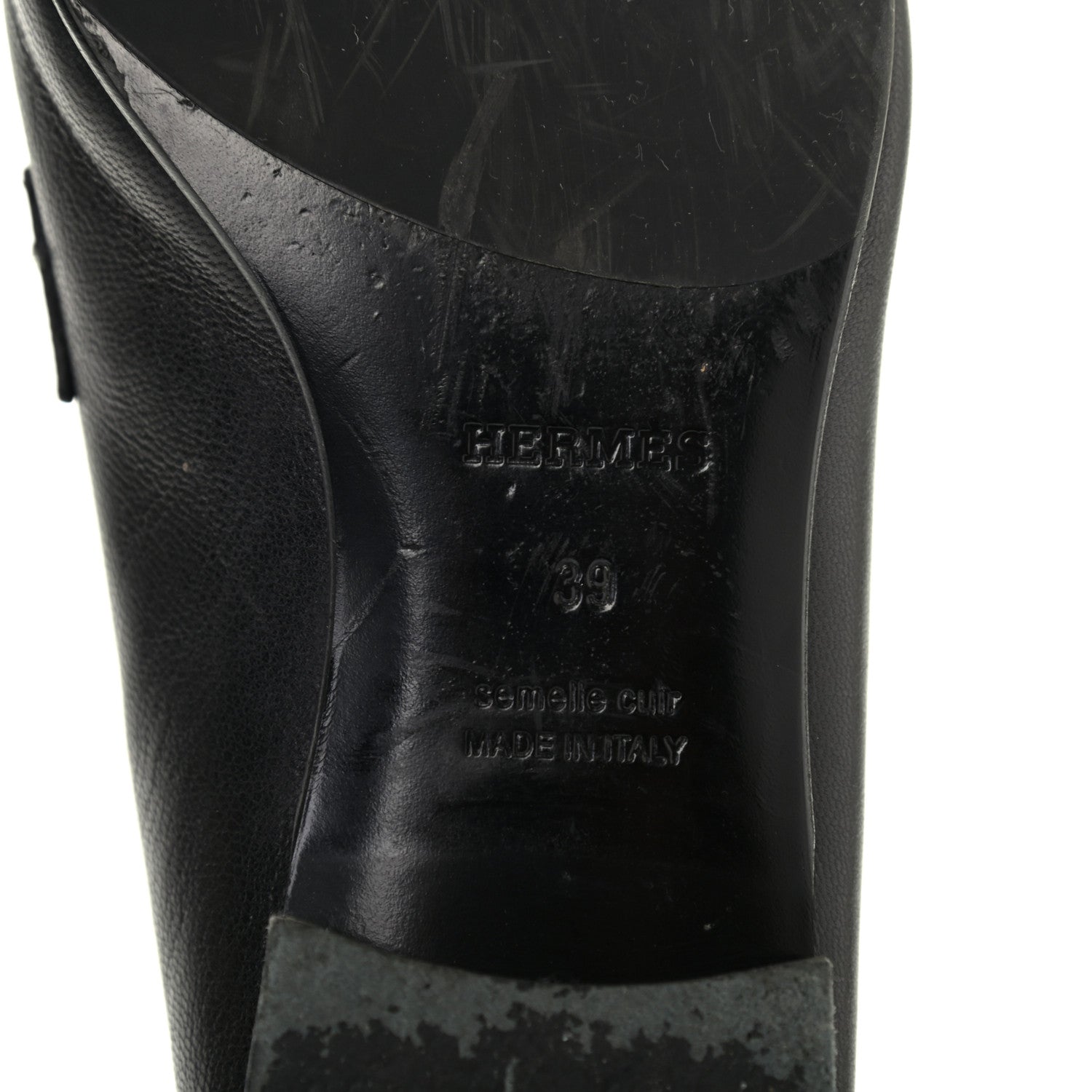 Hermes Goatskin Womens Paris Loafers 39 Black 6 of 9