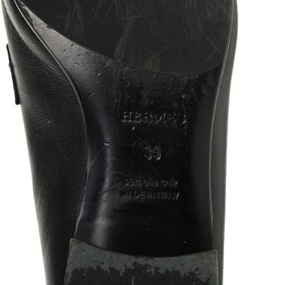 Hermes Goatskin Womens Paris Loafers 39 Black 6 of 9