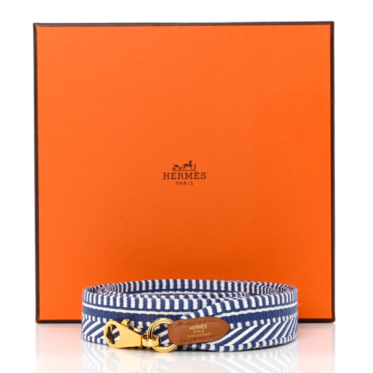 Hermes Toile Swift 25mm Sangle Cavale Shoulder Strap Ecru Bleu Brighton Gold 5 of 5