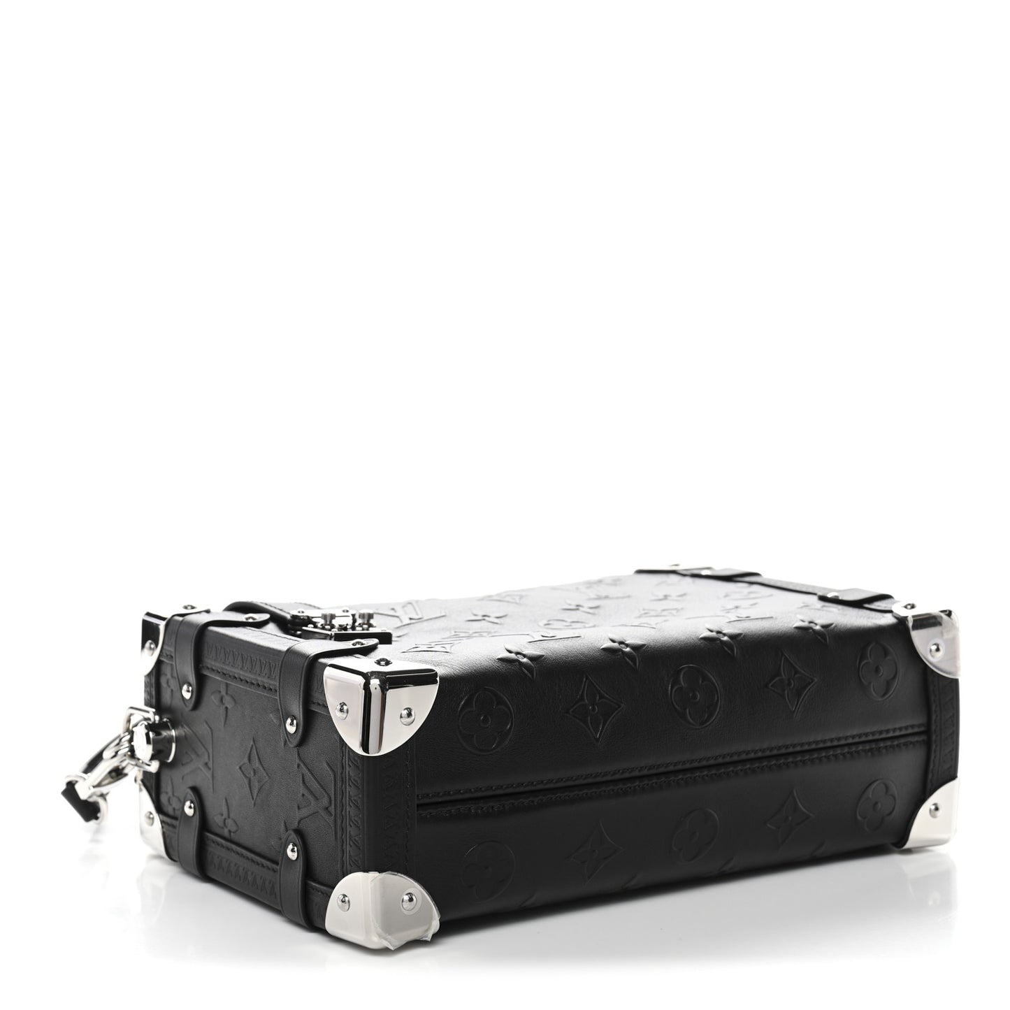Calfskin Debossed Monogram Side Trunk Black