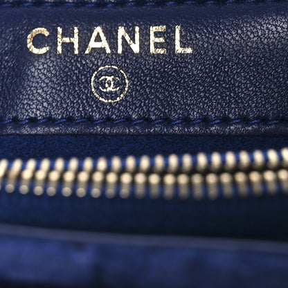 Chanel Velvet Quilted Mini Phone Holder Crossbody Bag Blue 7 of 14