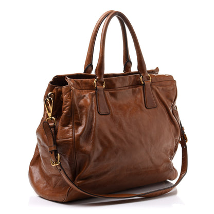 Prada Soft Calf Shopping Tote Brown 4 of 18