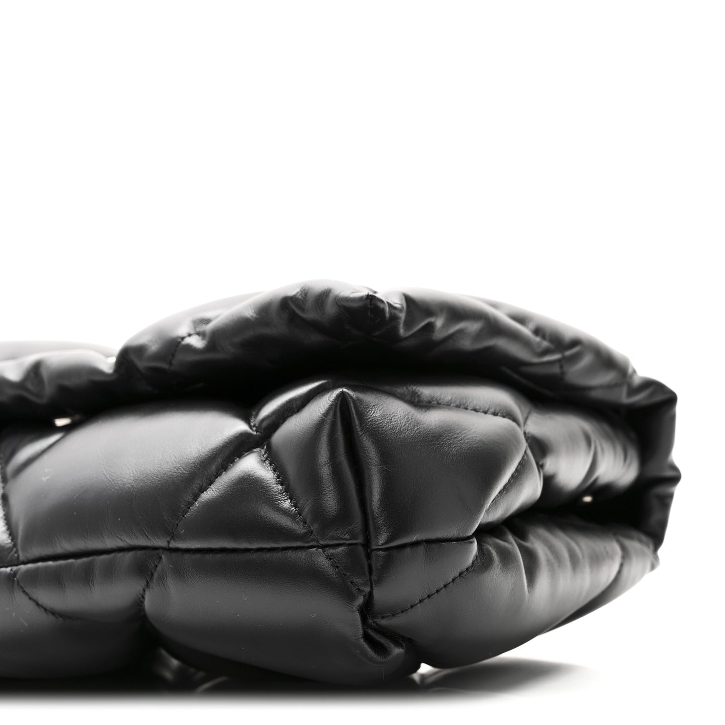 Nappa Calfskin Quilted Touch B Puffy Clutch Black