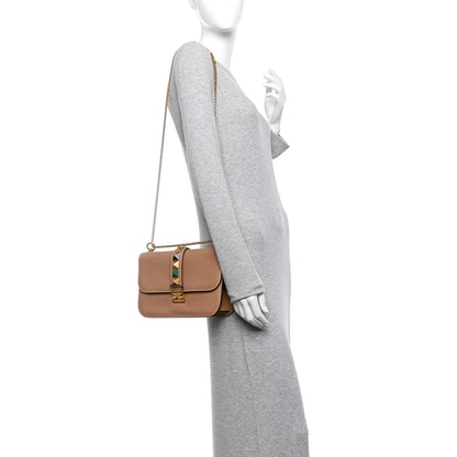 Valentino Garavani Vitello Medium Glam Lock Rockstud Rolling Flap Poudre 2 of 9