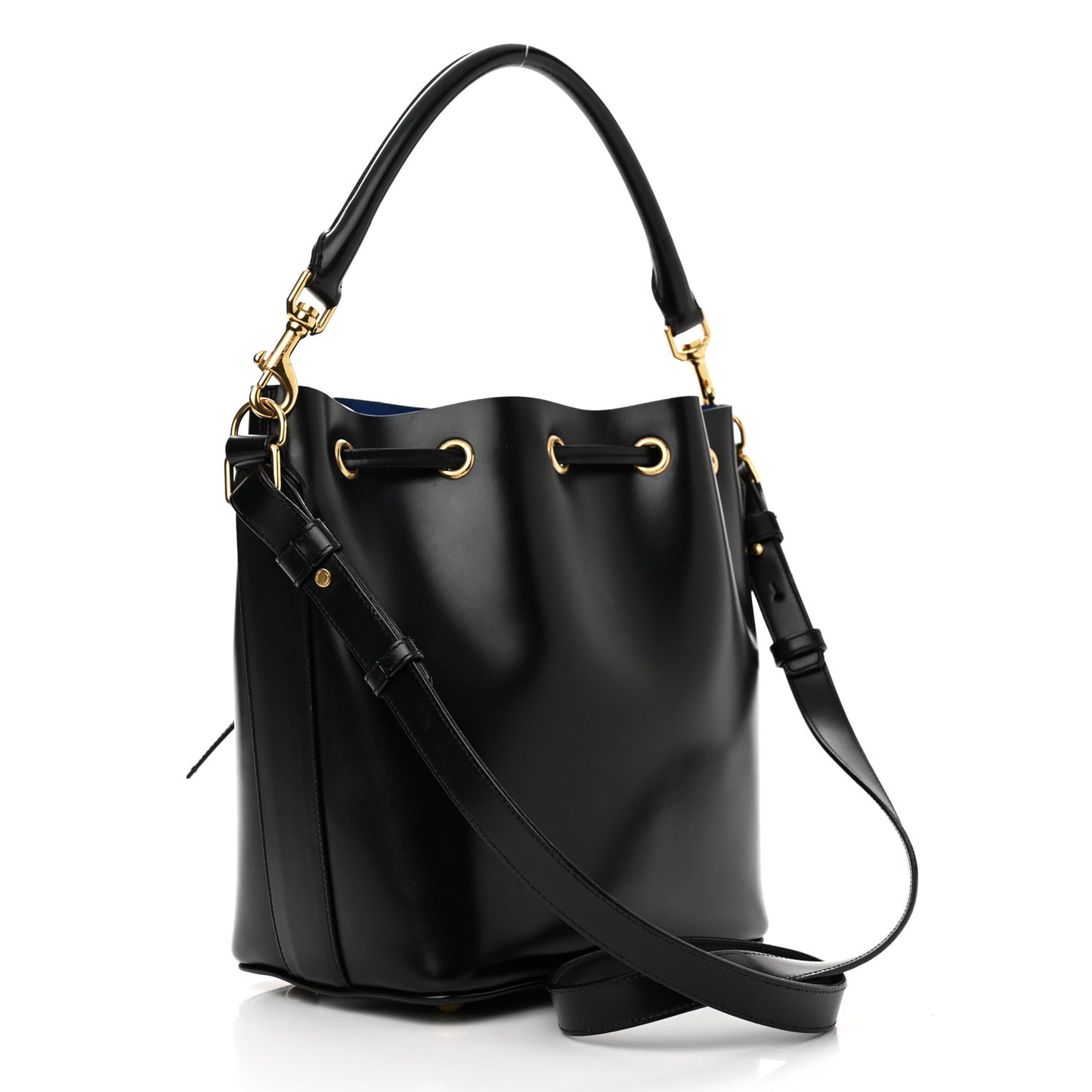 Calfskin Medium Emmanuelle Bucket Bag Black