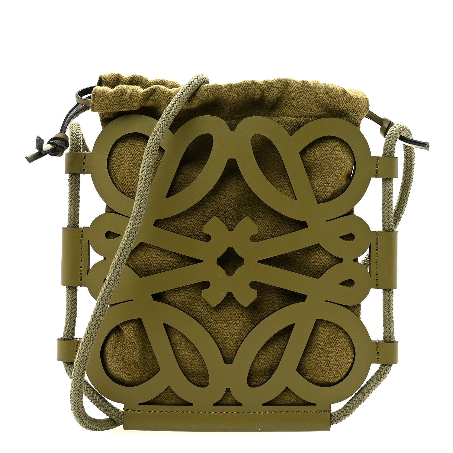 Loewe Smooth Calfskin Paula's Ibiza Small Anagram Cutout Tote Olive 1 of 10