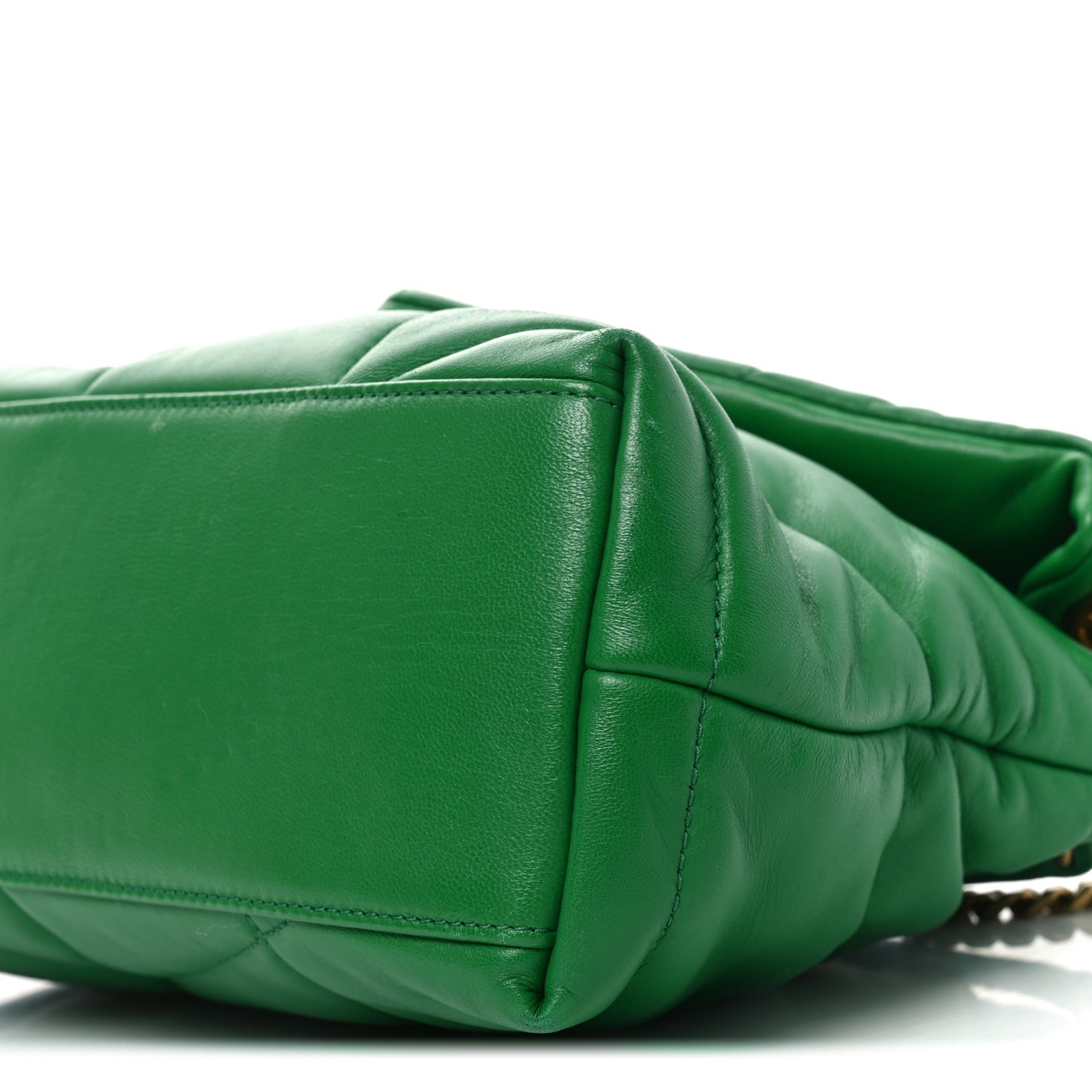 Lambskin Quilted Small Loulou Puffer Monogram Chain Satchel New Vert