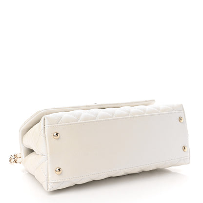 Chanel Iridescent Caviar Quilted Small Coco Handle Flap White 4 of 11