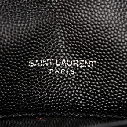 Saint Laurent Grain De Poudre Matelasse Chevron Monogram Chain Wallet Black 6 of 10
