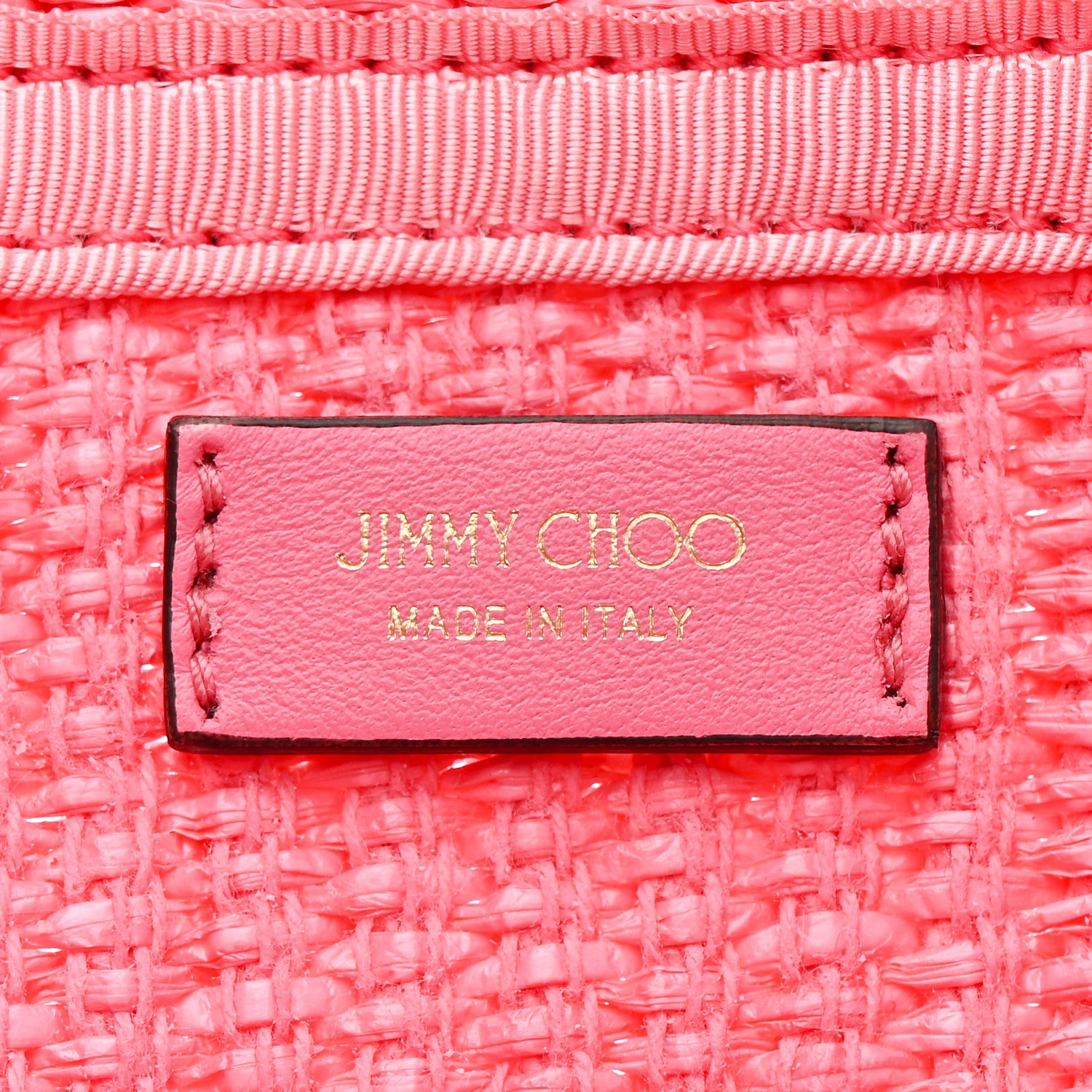 Jimmy Choo Raffia London Mini Logo Beach Tote Pink 1797700