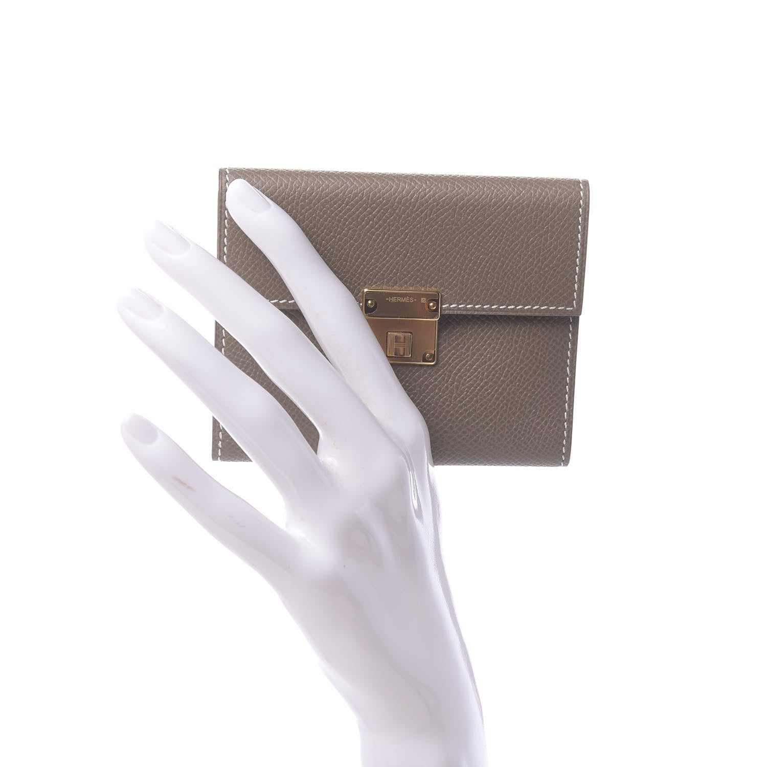 Hermes Epsom Clic Mini Card Holder Etoupe 2 of 8