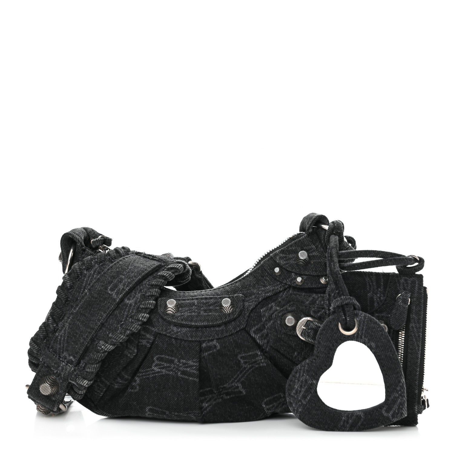 Balenciaga Denim BB Monogram Le Cagole Shoulder Bag XS Black 1 of 12