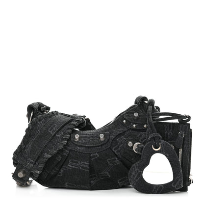 Balenciaga Denim BB Monogram Le Cagole Shoulder Bag XS Black 1 of 12