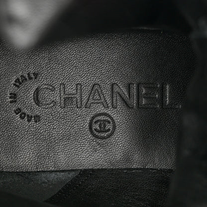 Chanel Calfskin Quilted Lace Up Combat Boots 38.5 Black 9 of 10