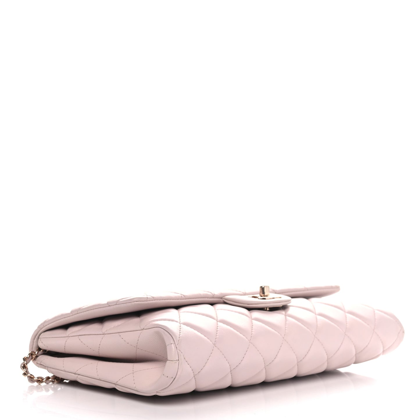 Lambskin Quilted Clutch with Chain Flap Light Pink