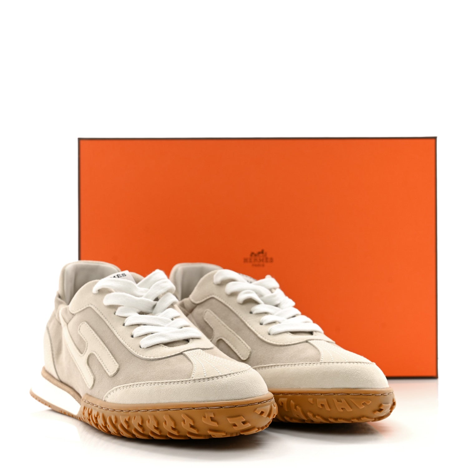 Hermes Suede Goatskin Jet Sneakers 36 Beige Esquisse Glaise