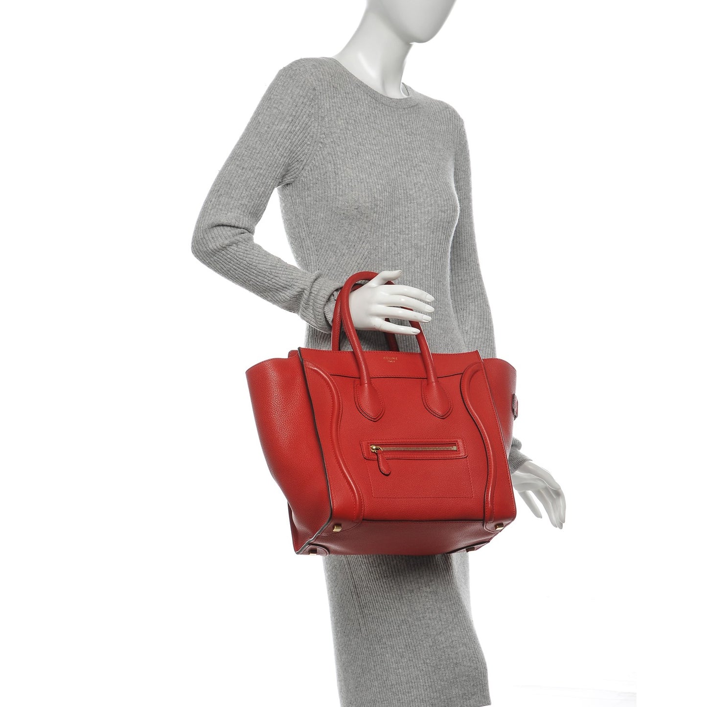 Drummed Calfskin Mini Luggage Coquelicot